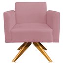 Ver imagem 7 de Kit 02 Poltronas Decorativas Isabella Base Giratória Madeira Suede Rosê - Gran Belo