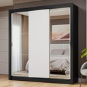 Ver imagem 1 de Guarda-roupa Casal 3 Portas de Correr com Espelhos Preto/branco Nobre Madesa