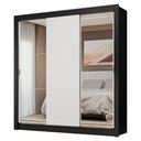 Ver imagem 3 de Guarda-roupa Casal 3 Portas de Correr com Espelhos Preto/branco Nobre Madesa