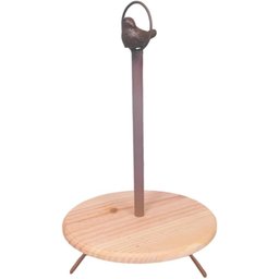 Suporte Doce Cupcake Ferro Marrom Pé Pássaro Prato Madeira Elegância Rústica Sofisticação Ideal Mesa - 1