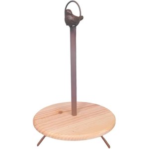 Suporte Doce Cupcake Ferro Marrom Pé Pássaro Prato Madeira Elegância Rústica Sofisticação Ideal Mesa