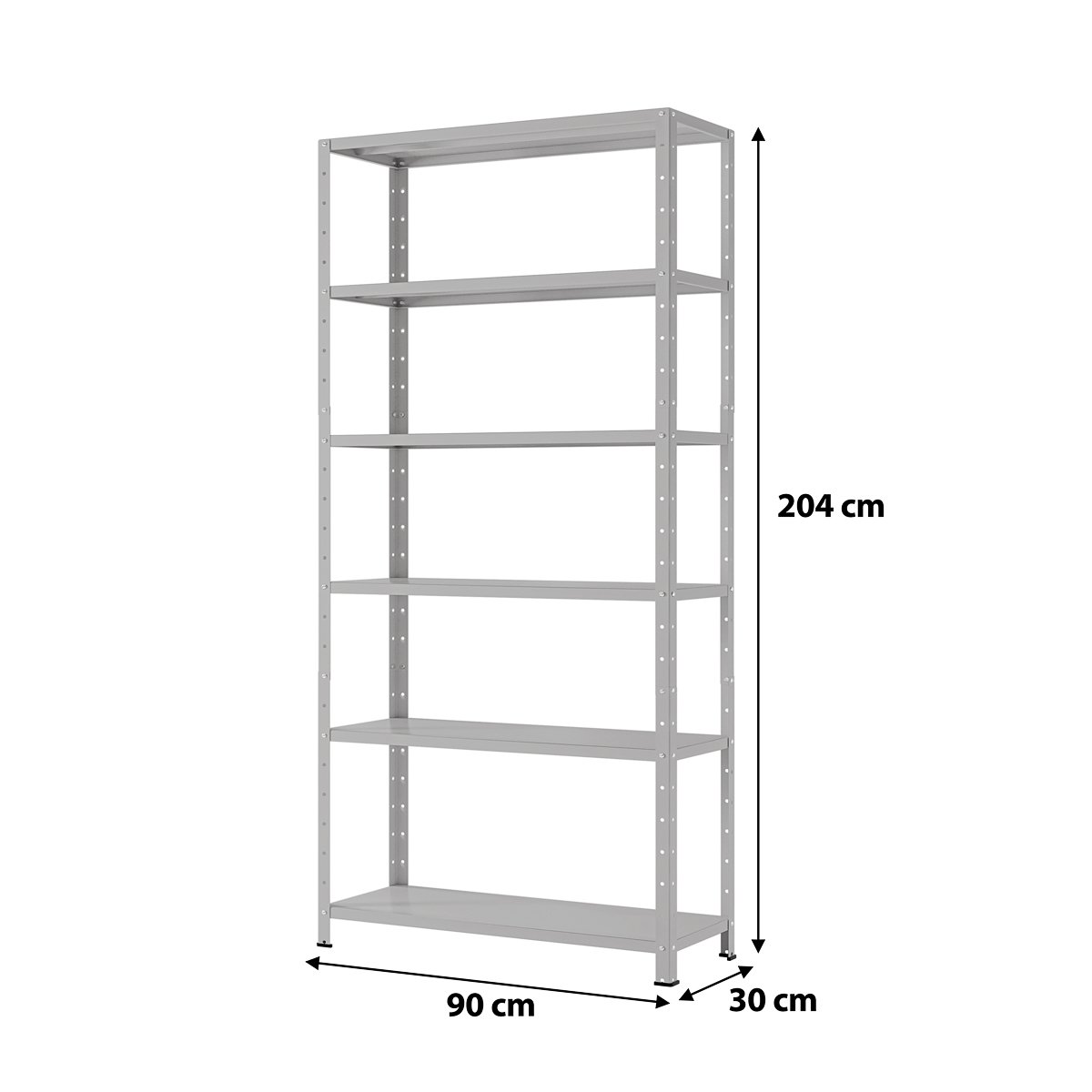 Estante / Armario de Aço Prateado 90cm 6 Bandejas Suporta 120kg - 3