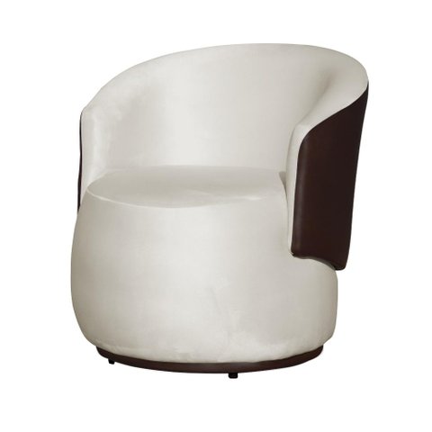 Poltrona Organica Recepção para Sala Aisha Corano Marrom e Veludo Bege - Incasa Decor