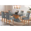 Ver imagem 5 de Mesa para Cozinha Dubai com Tampo 180x90cm Madeirado Vidro Canto Curvo Imbuia Grafite Rufato