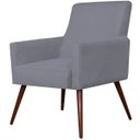 Ver imagem 1 de Poltrona Decorativa Para Sala de Estar e Recepção Maria Pés Palito Suede Cinza - Lyam Decor