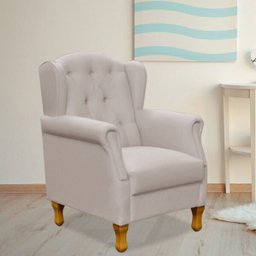 Poltrona Decorativa para Sala de Estar Yara Linho Bege - Lyam Decor - 2