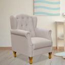 Ver imagem 2 de Poltrona Decorativa para Sala de Estar Yara Linho Bege - Lyam Decor