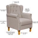 Ver imagem 4 de Poltrona Decorativa para Sala de Estar Yara Linho Bege - Lyam Decor