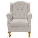 Ver imagem 3 de Poltrona Decorativa para Sala de Estar Yara Linho Bege - Lyam Decor