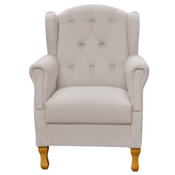 Poltrona Decorativa para Sala de Estar Yara Linho Bege - Lyam Decor - 3
