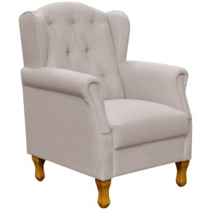 Poltrona Decorativa para Sala de Estar Yara Linho Bege - Lyam Decor