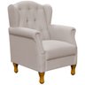 Poltrona Decorativa para Sala de Estar Yara Linho Bege - Lyam Decor - 1