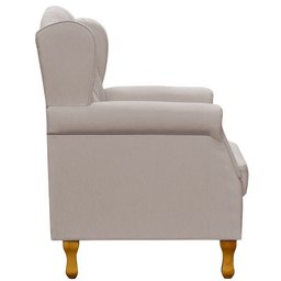 Poltrona Decorativa para Sala de Estar Yara Linho Bege - Lyam Decor - 6