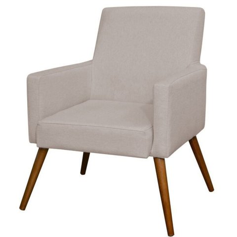 Poltrona Decorativa Para Sala de Estar e Recepção Maria Linho Bege - Lyam Decor