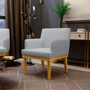 Ver imagem 2 de Poltrona Decorativa para Sala de Estar e Recepção Beatriz Linho Cinza - Lyam Decor