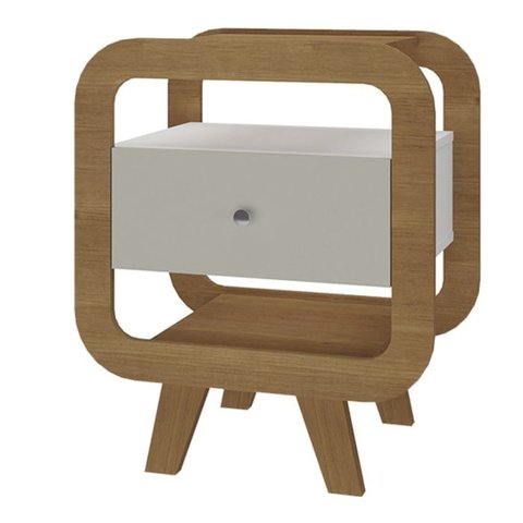 Mesa de Apoio 1 Gaveta 65 Cm Porta Usb Cinamomo Off White Arly