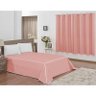 Kit de  Colcha Casal Queen + Cortina 2 Metros Veneza 04 Peças Tecido Rústico Granité - Rosê - 1