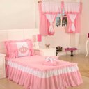 Ver imagem 1 de Kit Colcha Solteiro Realeza Bordada com Almof. + Cortina 2,00M X 1,70M - Rosa