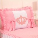 Ver imagem 2 de Kit Colcha Solteiro Realeza Bordada com Almof. + Cortina 2,00M X 1,70M - Rosa