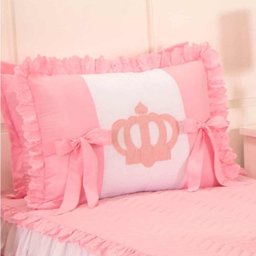 Kit Colcha Solteiro Realeza Bordada com Almof. + Cortina 2,00M X 1,70M - Rosa - 2
