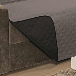 Protetor de Sofá Avulso Impermeável para 3 Lugares Dupla Face Tecido Microfibra - Cinza/Preto - 3