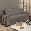 Ver imagem 1 de Protetor de Sofá Avulso Impermeável para 3 Lugares Dupla Face Tecido Microfibra - Cinza/Preto