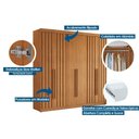 Ver imagem 3 de Guarda Roupa Casal 6 Portas (4 Ripadas) e 6 Gavetas Portugal Cacau - Conquista