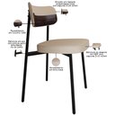 Ver imagem 4 de Kit 08 Cadeiras Estofada para Sala de Jantar Astrid Preto C01 Linho Areia Courino Café - Lyam Decor