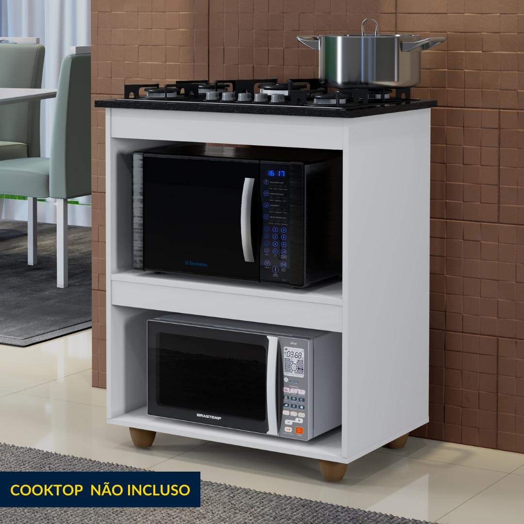 Balcão para Cooktop 5 Bocas Branco Turim - Kaiki