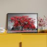 Quadro Decorativo Tela Canvas Paisagem Arvore Vermelha com Moldura Preto - 180x120 Cm - 4