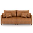 Ver imagem 5 de Sofá 3 Lugares Living 232cm Pé Madeira Zoe Sintético Camel Z08 - Mpozenato