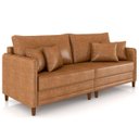 Ver imagem 2 de Sofá 3 Lugares Living 232cm Pé Madeira Zoe Sintético Camel Z08 - Mpozenato