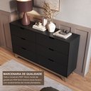Ver imagem 7 de Cômoda para Quarto 6 Gavetas MDF Alice Yescasa Preto/Louro Freijó