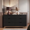 Ver imagem 1 de Cômoda para Quarto 6 Gavetas MDF Alice Yescasa Preto/Louro Freijó