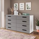 Ver imagem 1 de Cômoda Lisboa com 8 Gavetas 150x83,5cm Branco/Cinza 240838