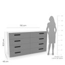 Ver imagem 3 de Cômoda Lisboa com 8 Gavetas 150x83,5cm Branco/Cinza 240838