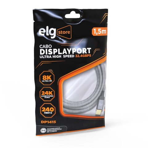 Cabo Displayport 1.4 Elg DP1415 1,5 Metros 8k 60hz 4k 144hz