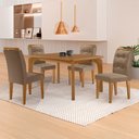 Ver imagem 1 de Mesa de Jantar Liz 120cm Mdf Canto Copo e com 4 Cadeiras Carol