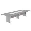 Ver imagem 1 de Mesa de Reunião 360cm Corporativa 6 Pessoas com Caixa de Tomadas Corporate Cinza/Sagrado/Branco