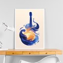 Ver imagem 2 de Quadro Decorativo Violão Abstrato - Sol 24x18cm:moldura Branca
