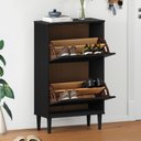 Ver imagem 3 de Aparador Sapateira Basculante Tamanho 44 Vintage Madeira Preto Mikka Idimex