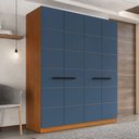 Ver imagem 1 de Guarda-roupa Casal Lisboa 4 Portas 4 Gavetas Freijó/azul - Politorno