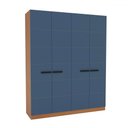 Ver imagem 2 de Guarda-roupa Casal Lisboa 4 Portas 4 Gavetas Freijó/azul - Politorno