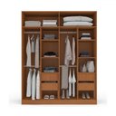 Ver imagem 3 de Guarda-roupa Casal Lisboa 4 Portas 4 Gavetas Freijó/azul - Politorno