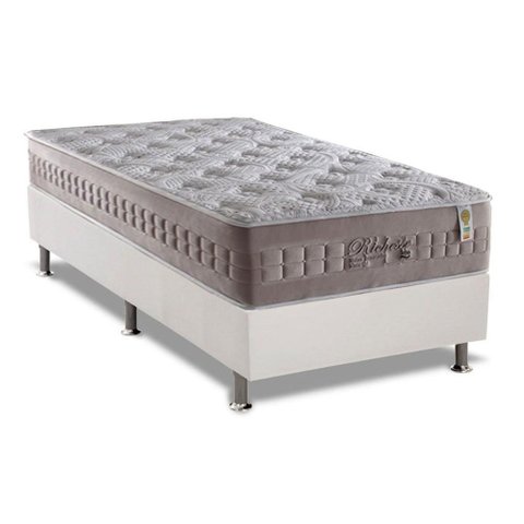Cama Box Solteiro: Colchão Molas Ensacadas Anjos Masterpocket Richesse + Base White(88x188)