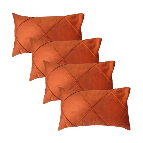 Kit 4 Capas para Almofada Drapeada em Veludo Retangular Várias Cores Cor:terracota