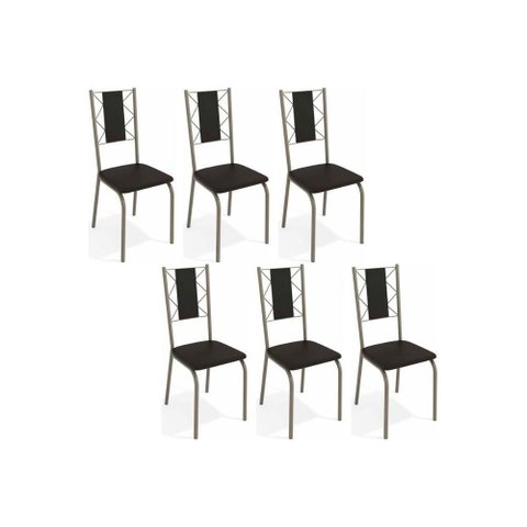 Kit 6 Cadeiras Sala Jantar Lisboa C076 6 Un Niquel/preto - Kappesberg