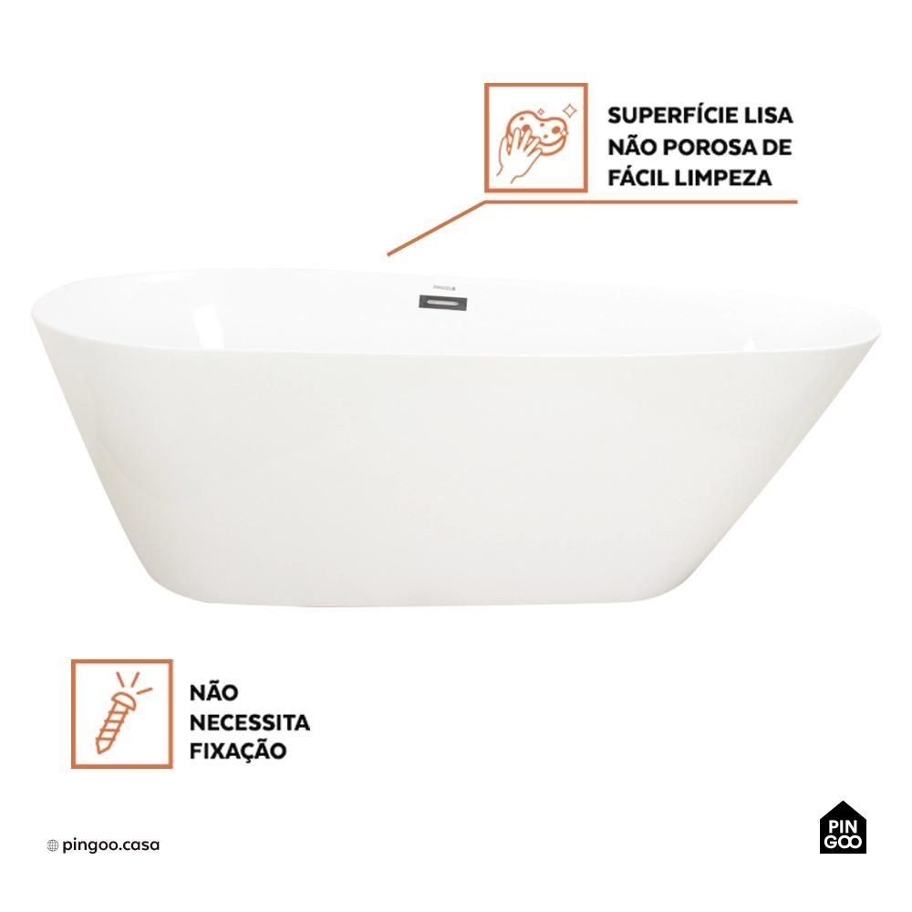 Banheira Freestanding Imersao Ipameri Pingoo.casa - Branco - 3