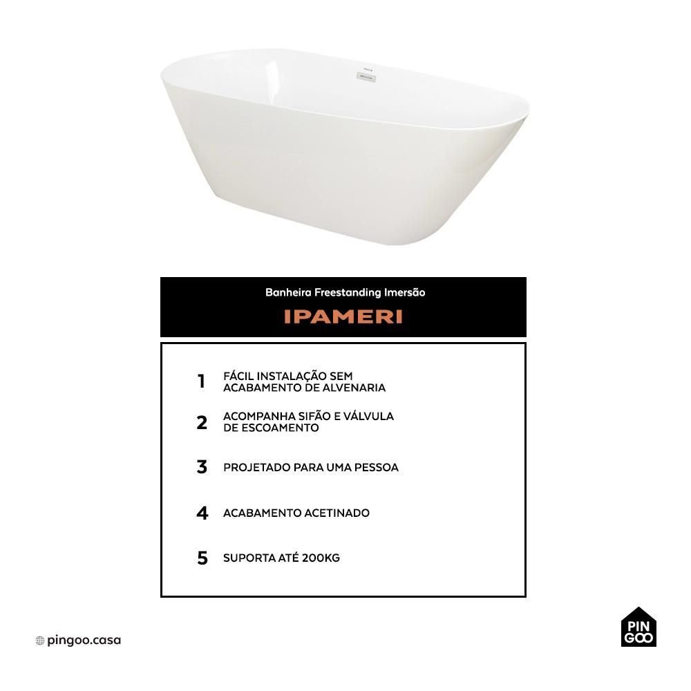 Banheira Freestanding Imersao Ipameri Pingoo.casa - Branco - 2