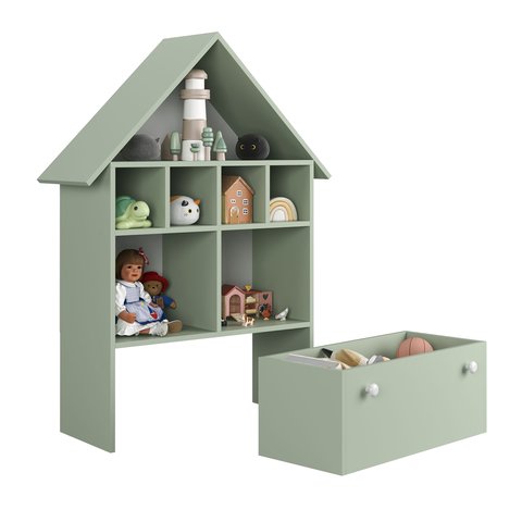 Casinha Organizadora de Brinquedos Infantil 100% Mdf Plancasa Verde Jade